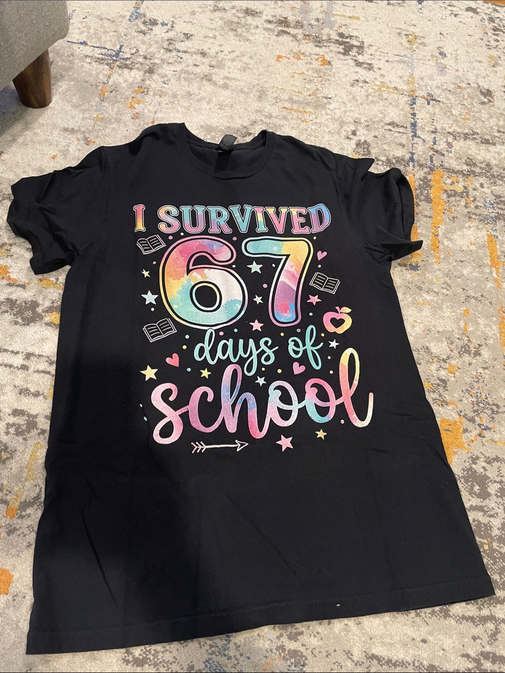 Adult Unisex Black 'I Survived 67 Days of School' Graphic Tee